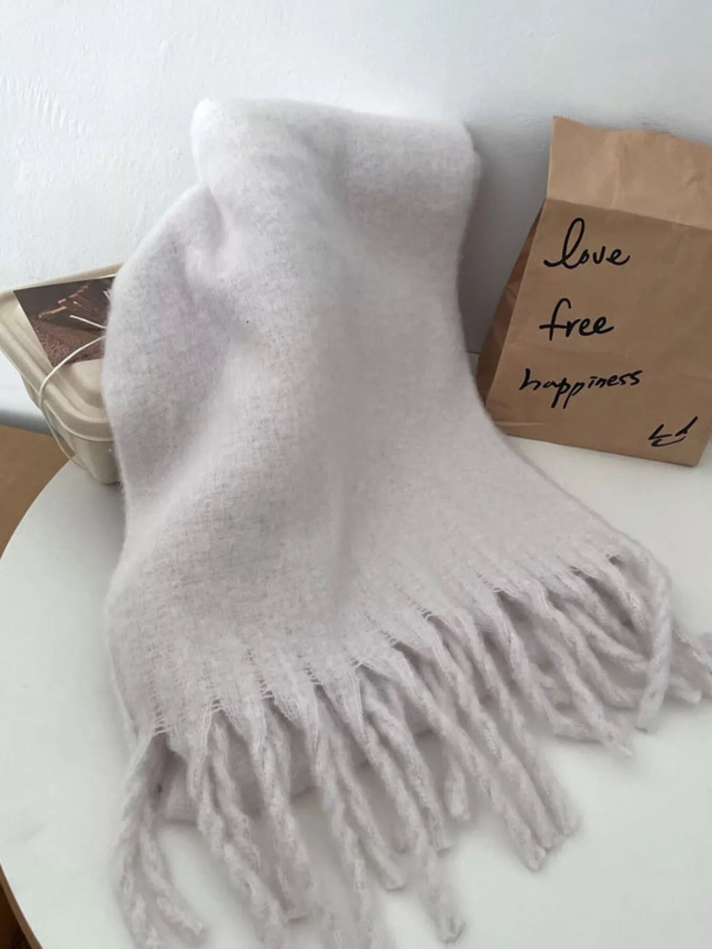 Solid Color Chunky Brushed Fringe Scarf