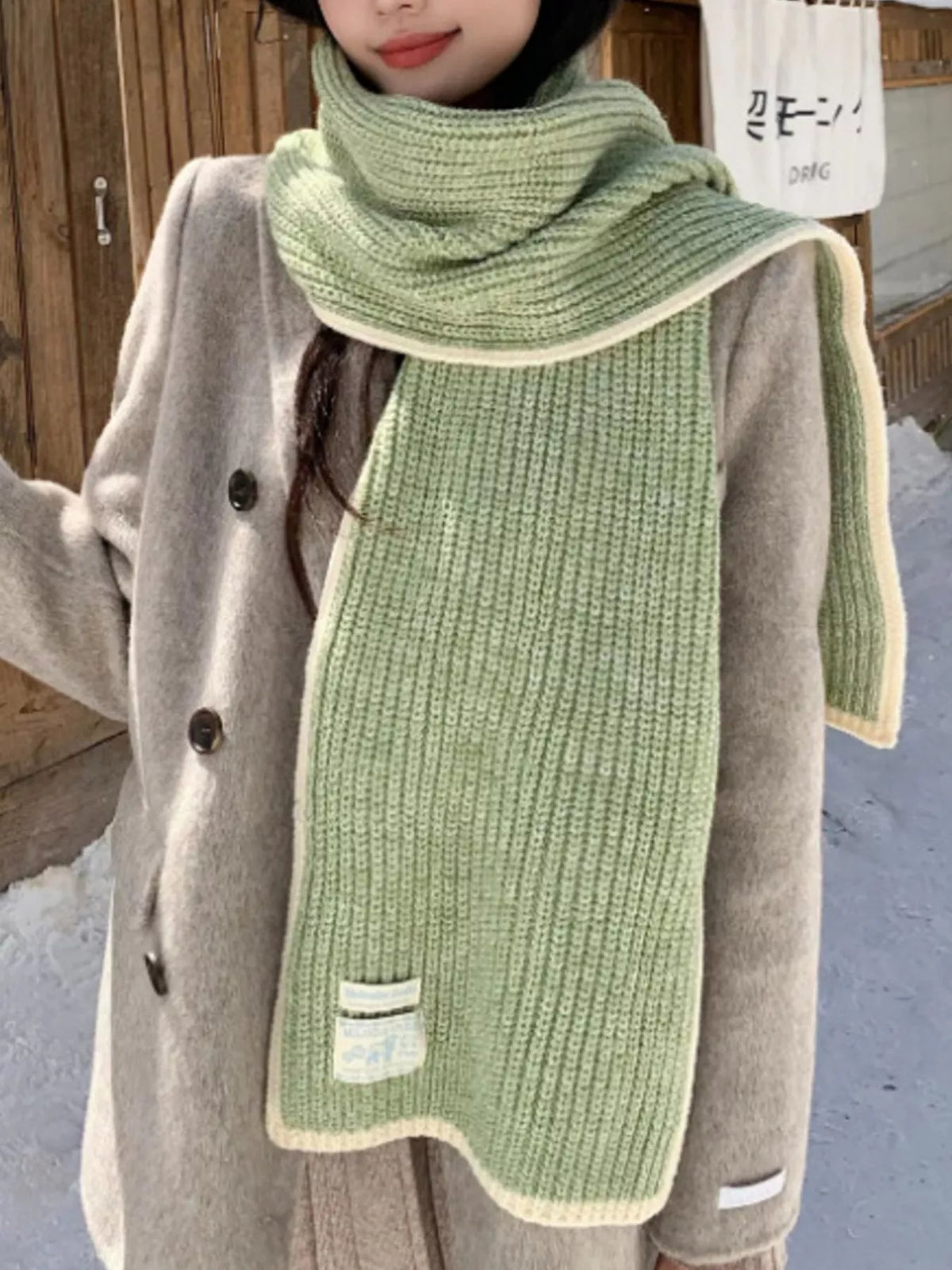 Contrast Trim Knitted Winter Scarf