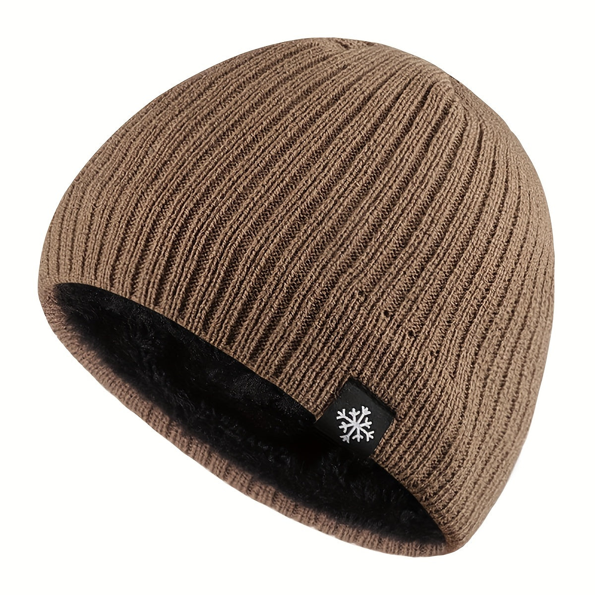 "Pandaize Snowflake Patched Winter Knit Hat: Fleece-lined Windproof Thermal Beanie"