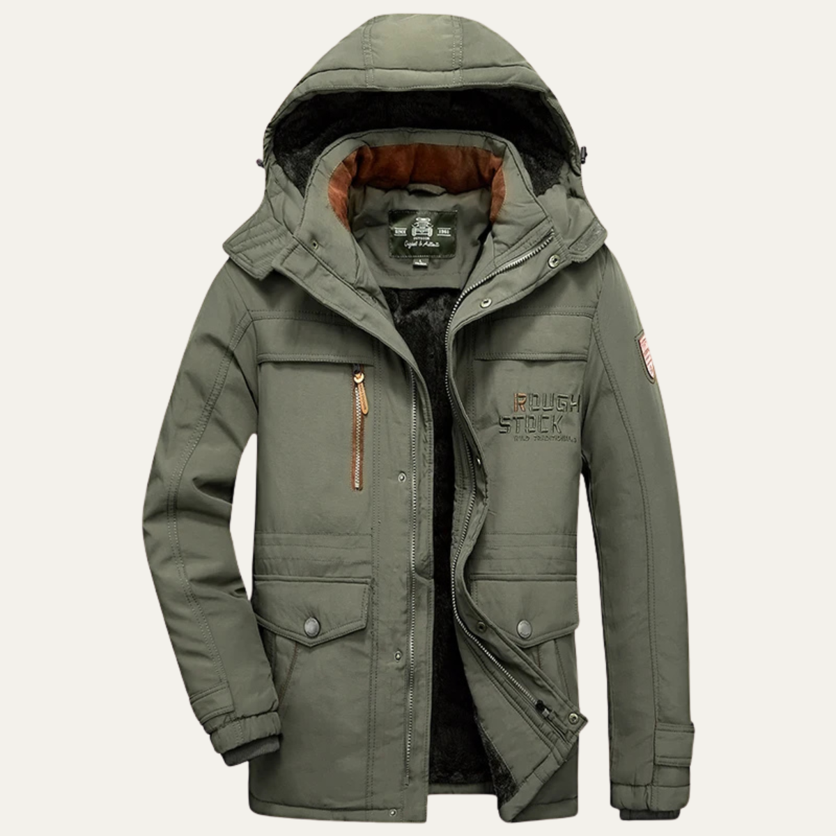 Insulated Men's Fleece Lined Hooded Winter Parka Coat