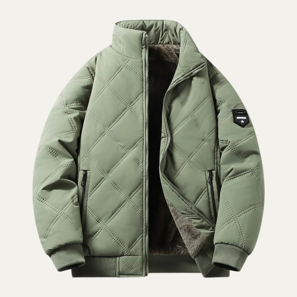 Thermal Insulated Men's Quilted Fleece Winter Coat