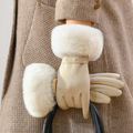 Warm Women's Gloves with Faux Fur Lining