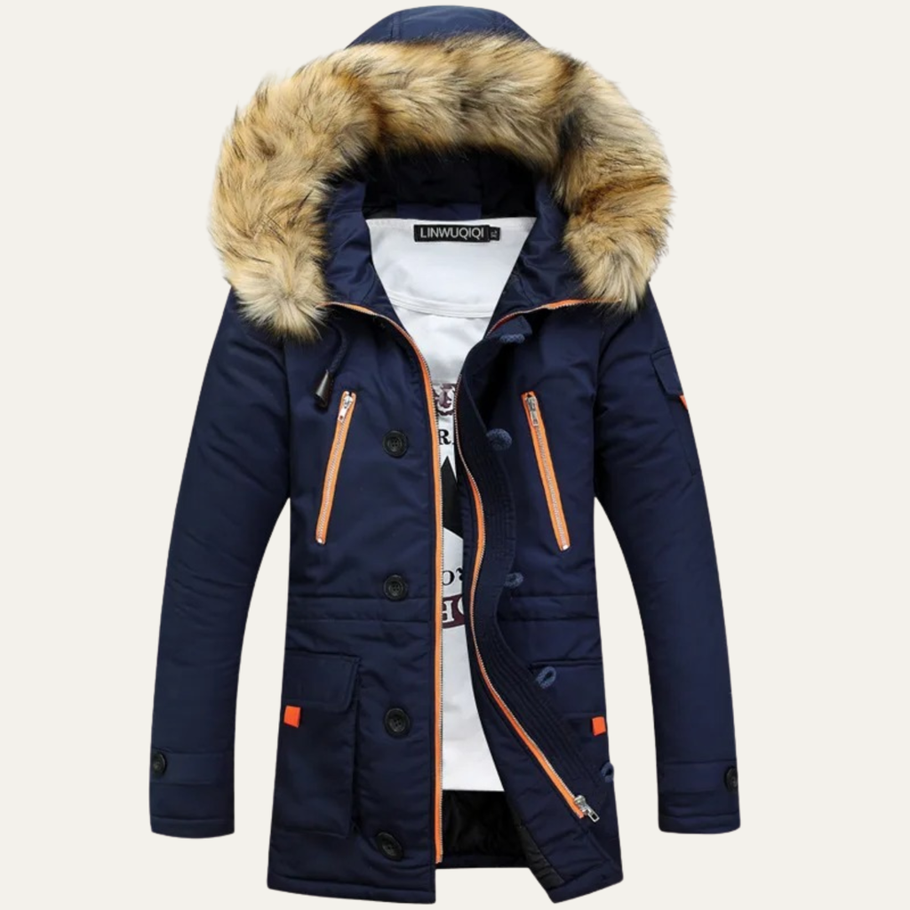 Warm Men's Faux Fur Lined Parka Coat Jacket
