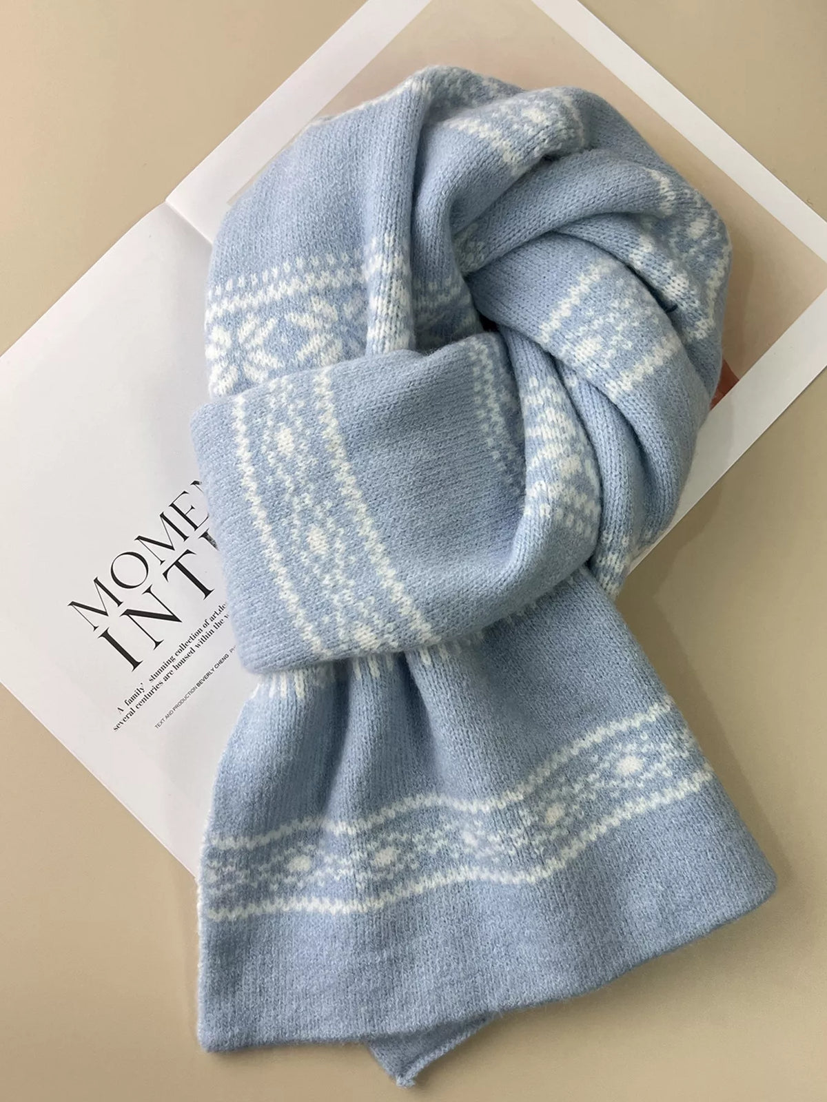 Snowflake Knitted Winter Scarf