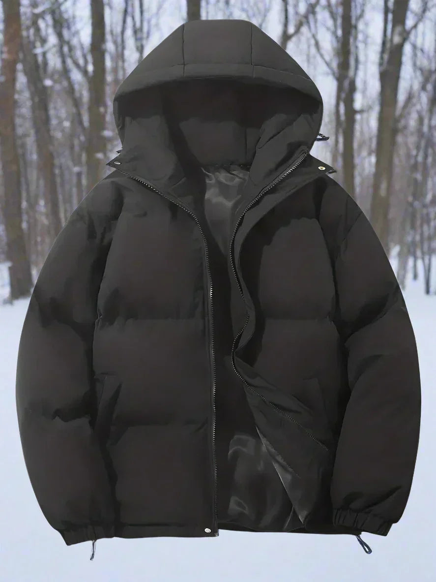 Men's Insulated Puffer Jacket with Hood and Zip