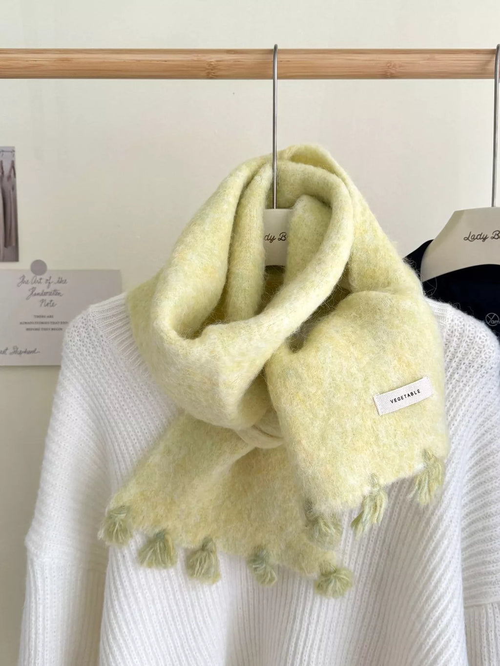 Wool Tassel Knitted Scarf