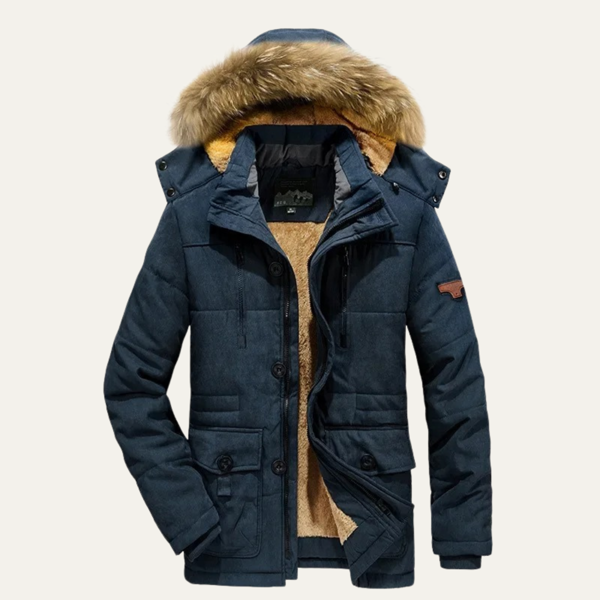 Insulated Water Resistant Men's Fleece Hooded Coat