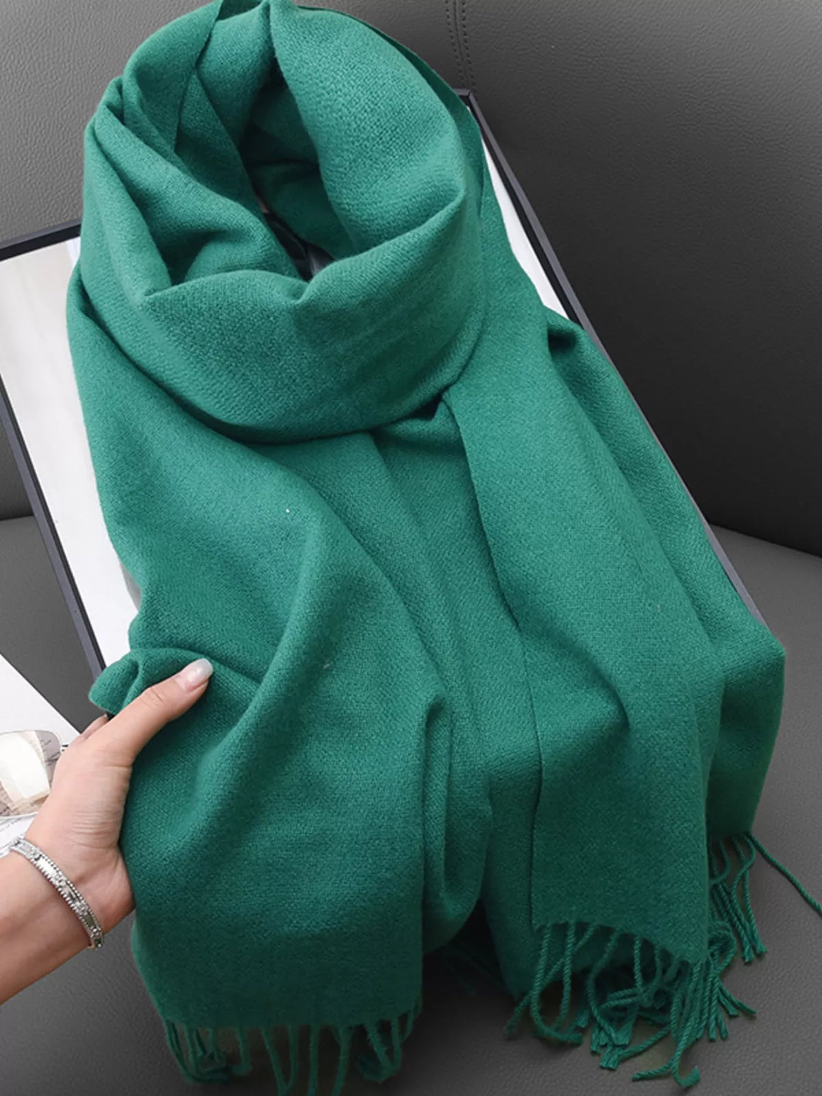 Solid Color Fine Fringe Scarf