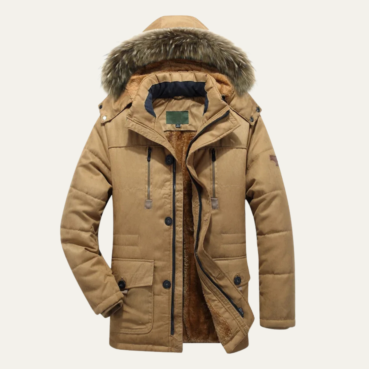 Warm Waterproof Men's Parka Jacket with Fleece Lining