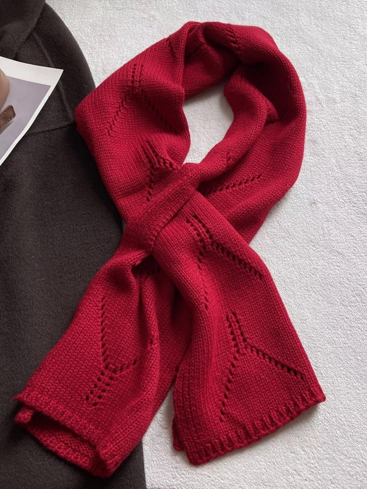 Wool Openwork Knit Scarf