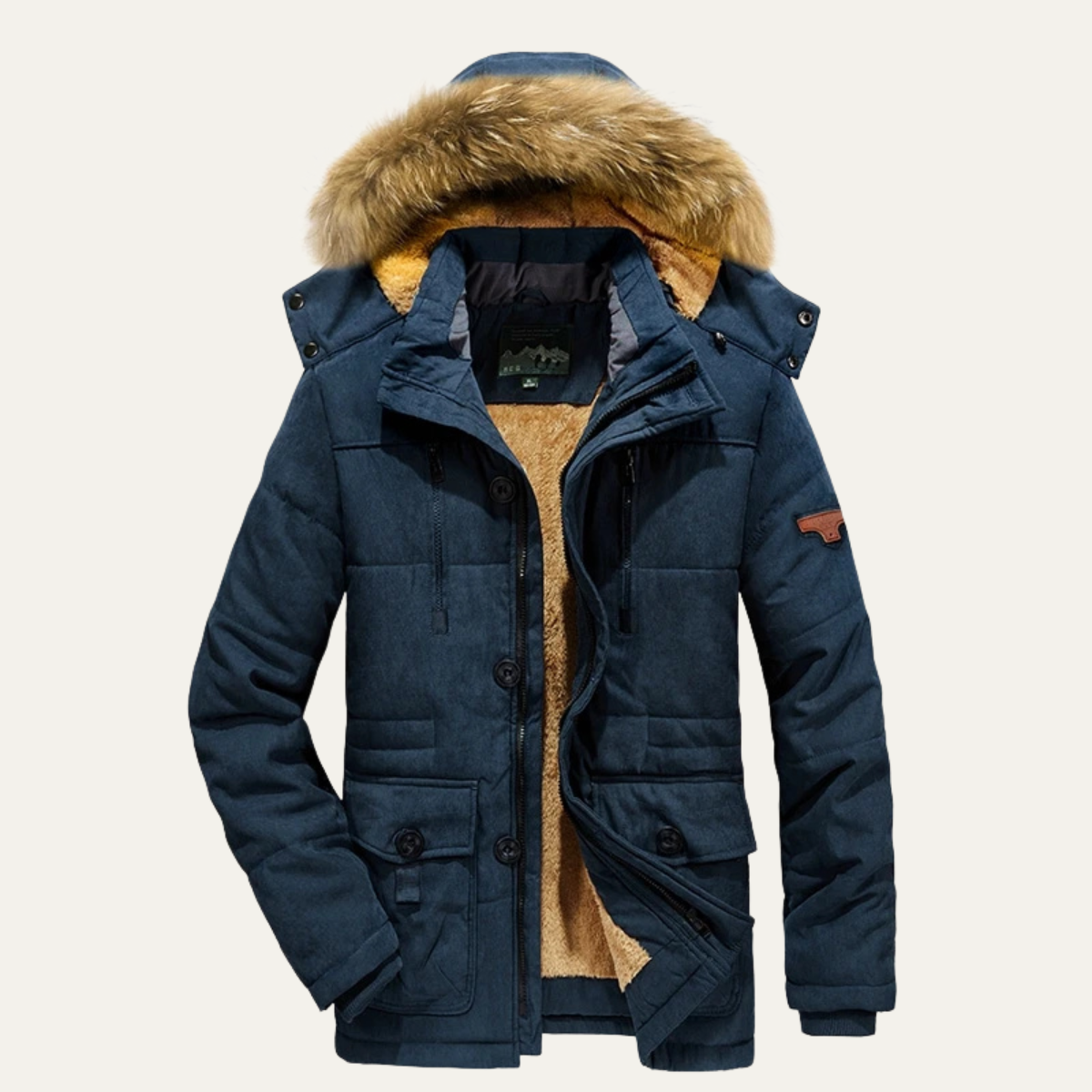 Warm Waterproof Men's Fleece Hooded Parka Coat