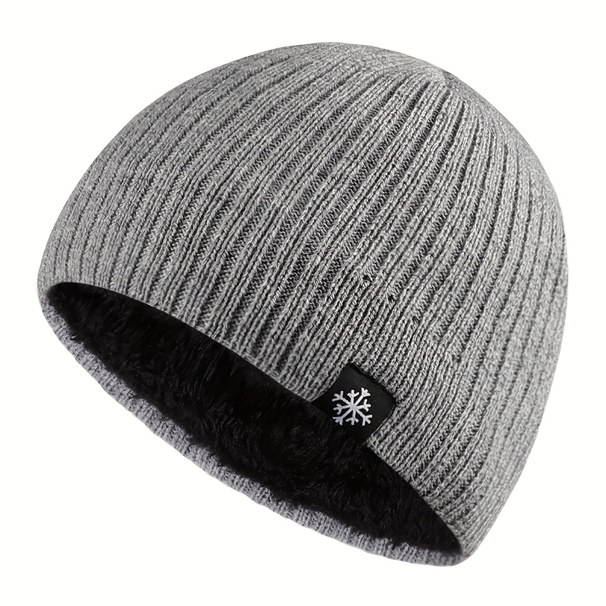 "Pandaize Snowflake Patched Winter Knit Hat: Fleece-lined Windproof Thermal Beanie"