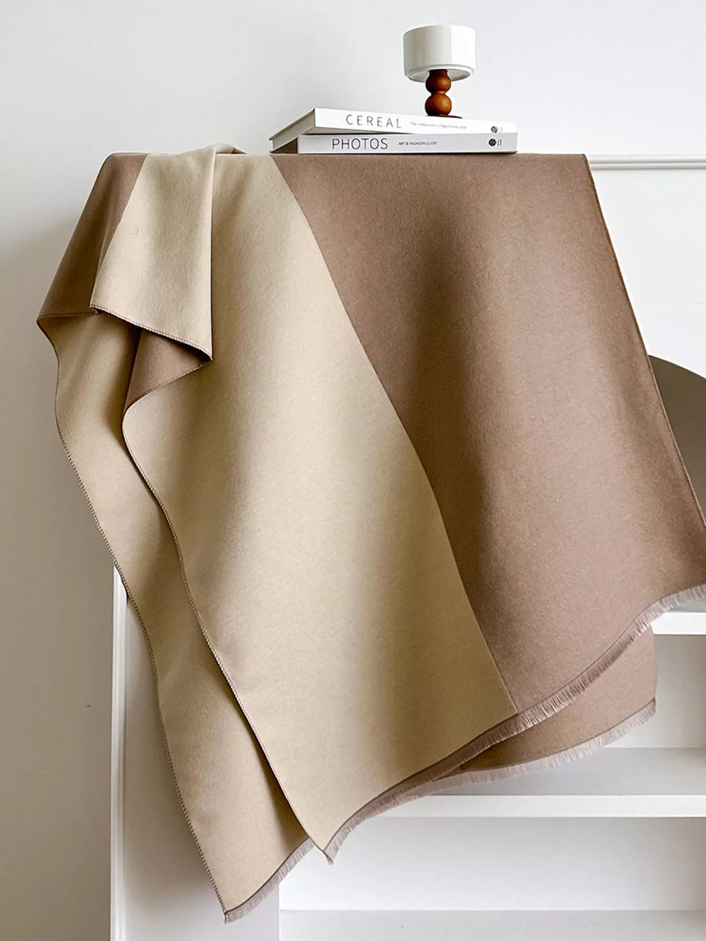 Two-Tone Raw Hem Scarf