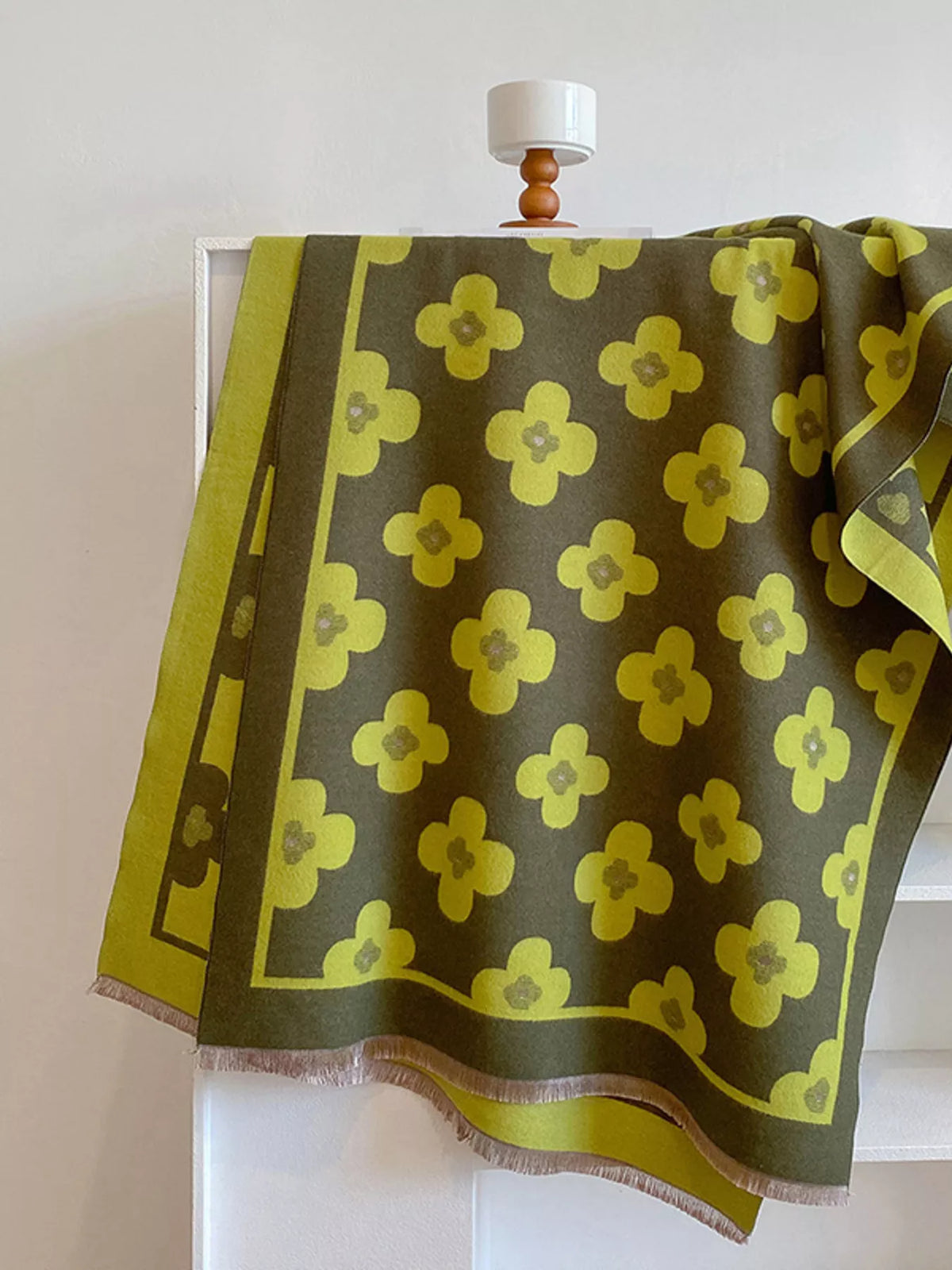 Floral Print Raw Hem Scarf