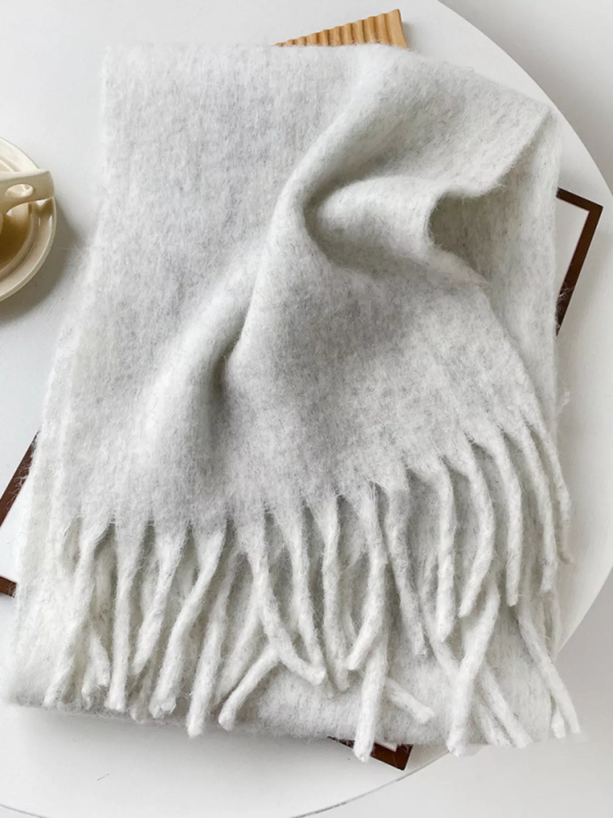 Fringe Solid Color Polyester Scarf