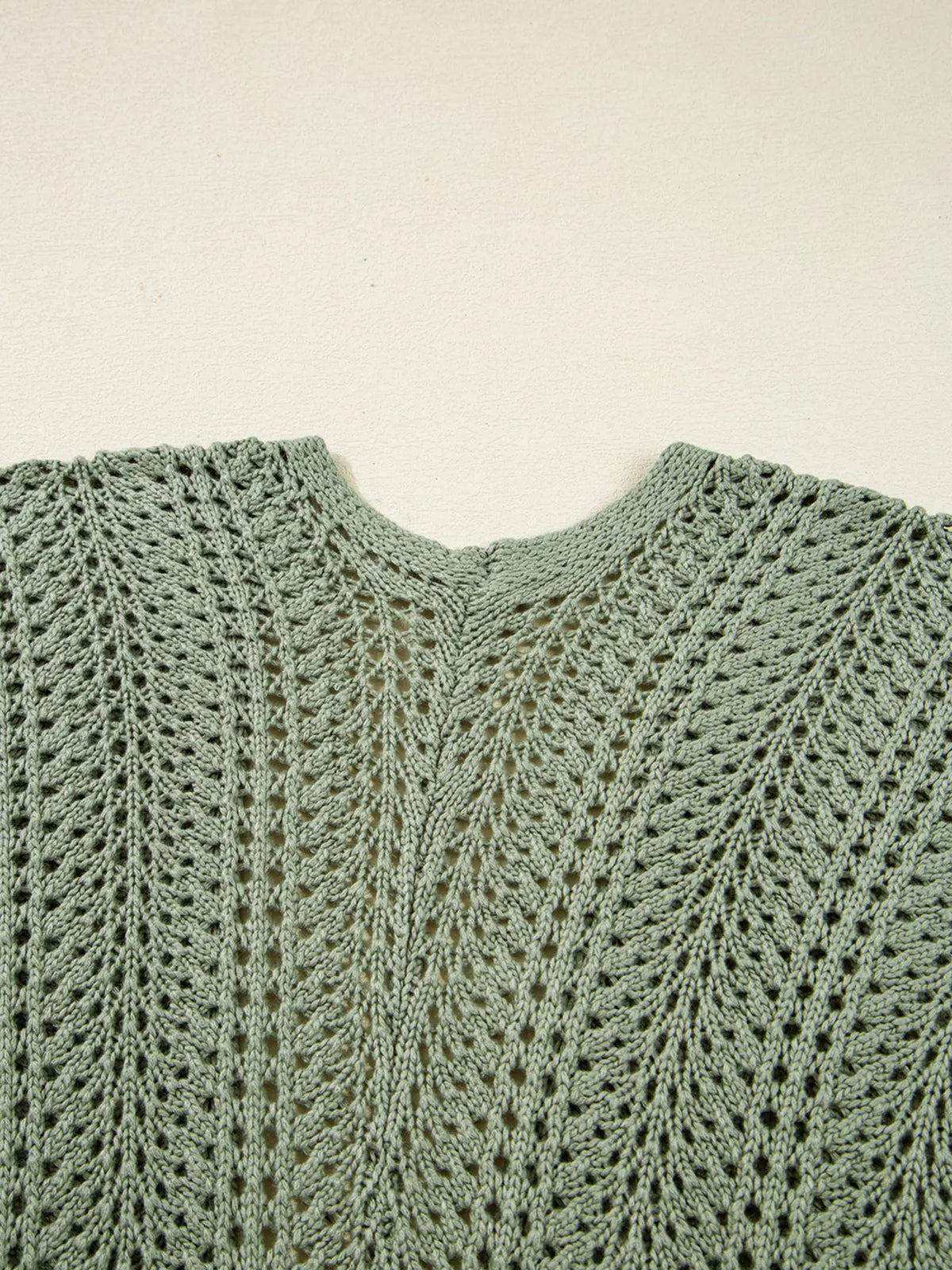 Scalloped Edge Eyelet Knit Batwing Cardigan