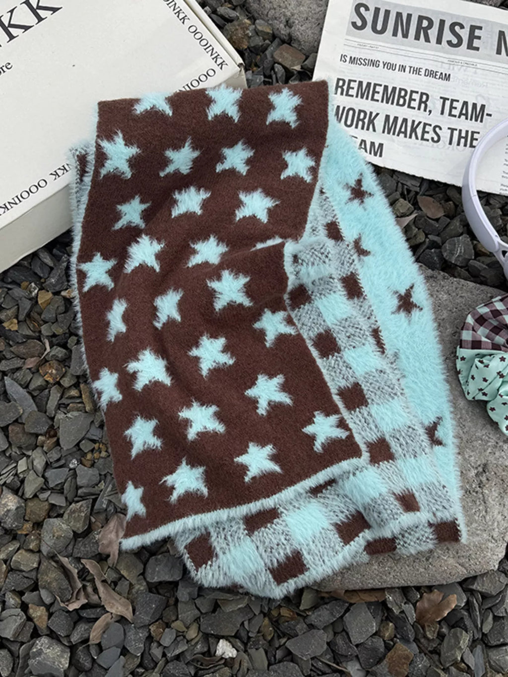 Star Plaid Plush Scarf
