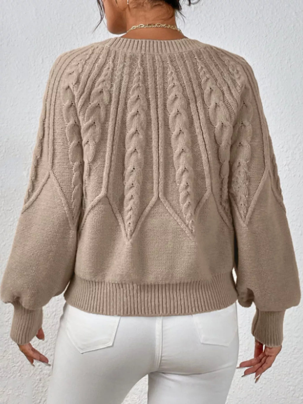 Cable Knit Ribbed Long Sleeve Sweater