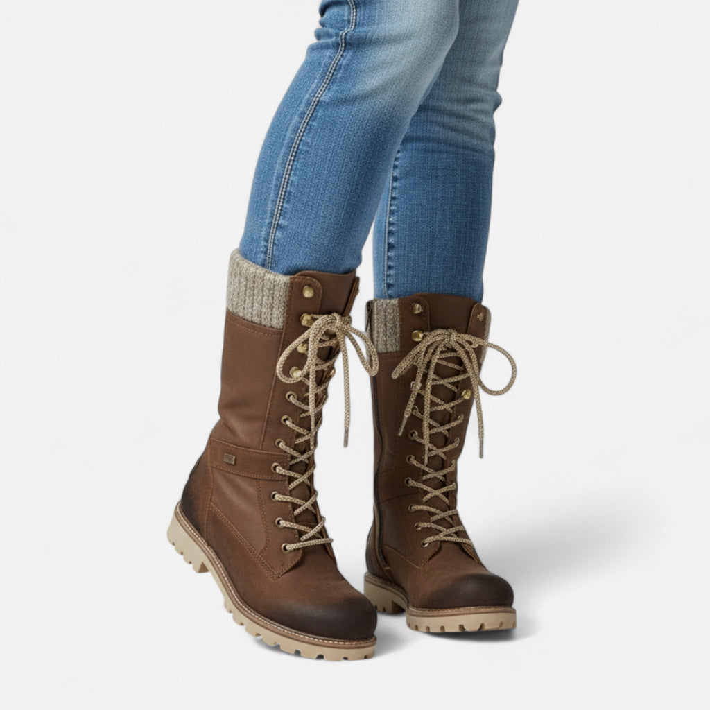 Warm Red Knee High Snow Boots