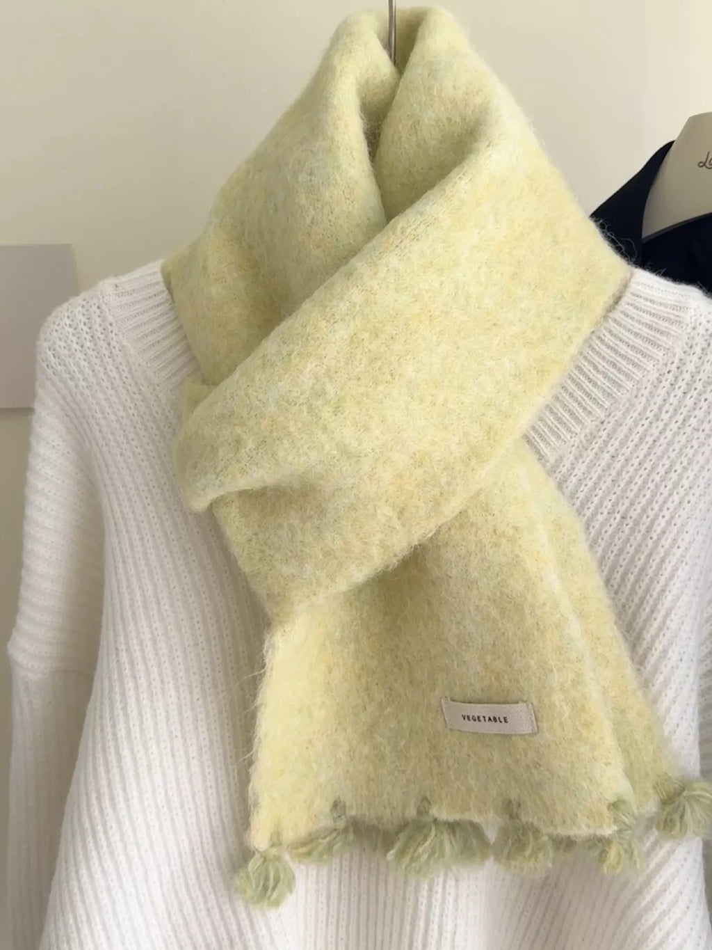 Wool Tassel Knitted Scarf