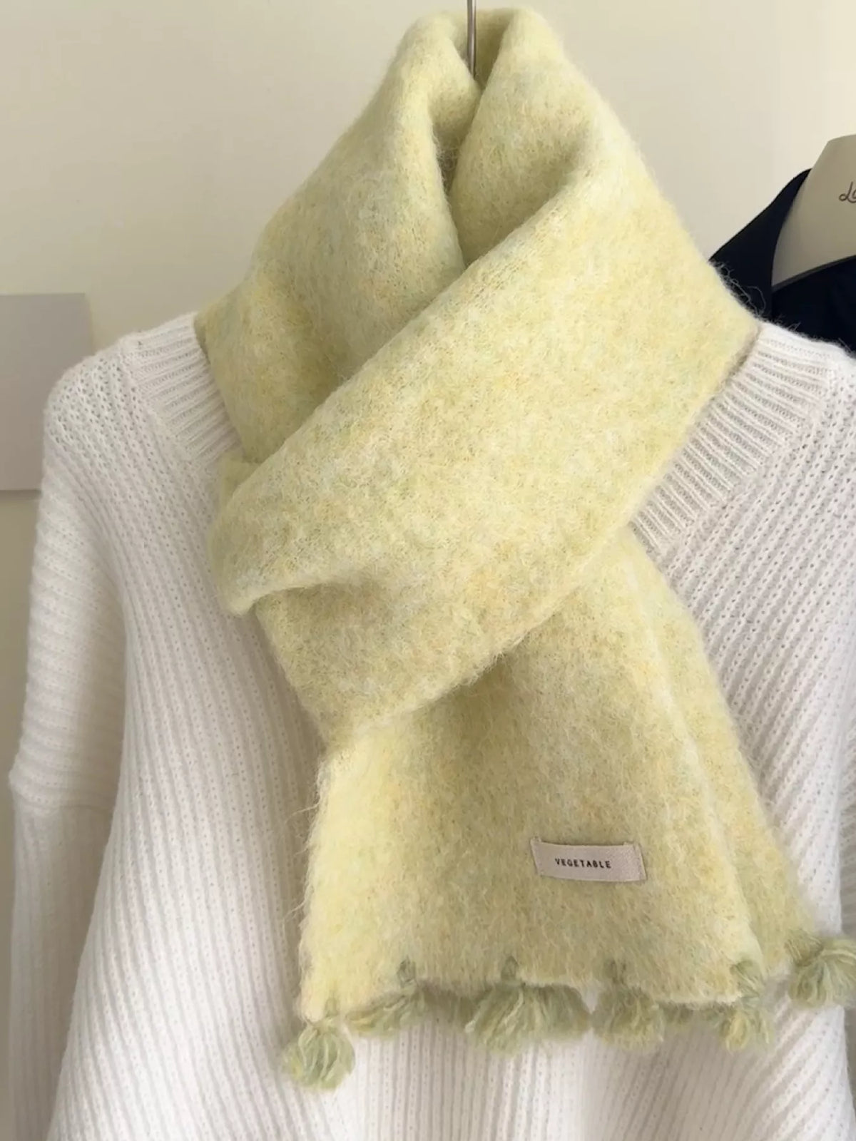 Wool Tassel Knitted Scarf