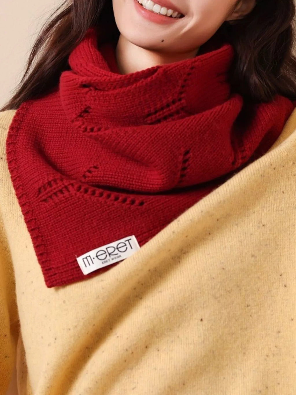 Wool Openwork Knit Scarf
