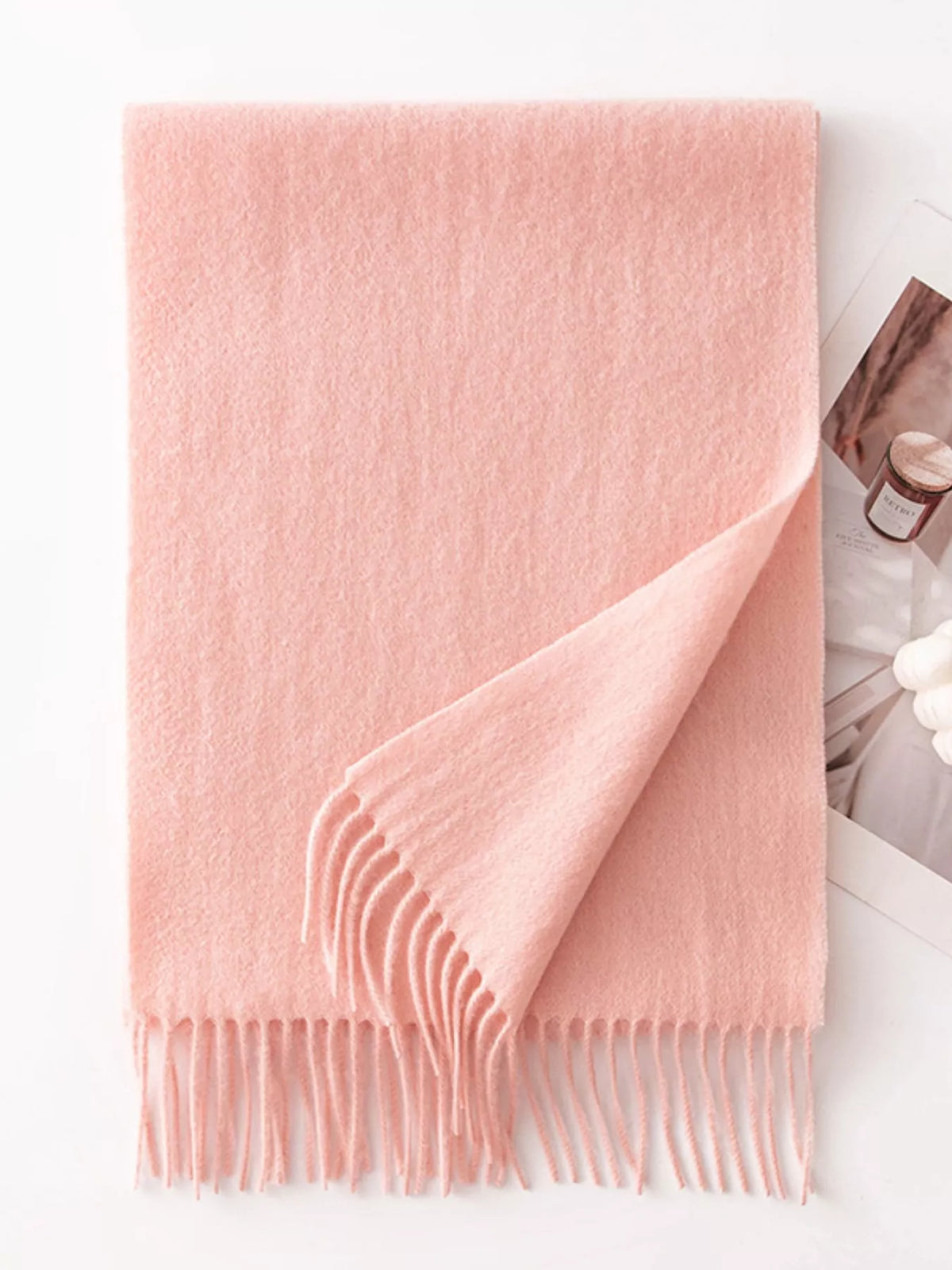 Solid Color Wool Fringe Scarf