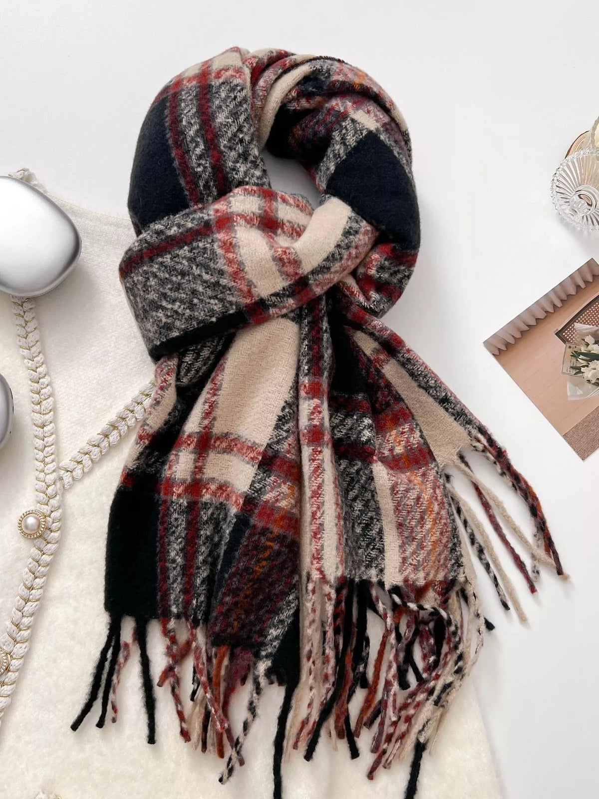 Warm Plaid Winter Scarf