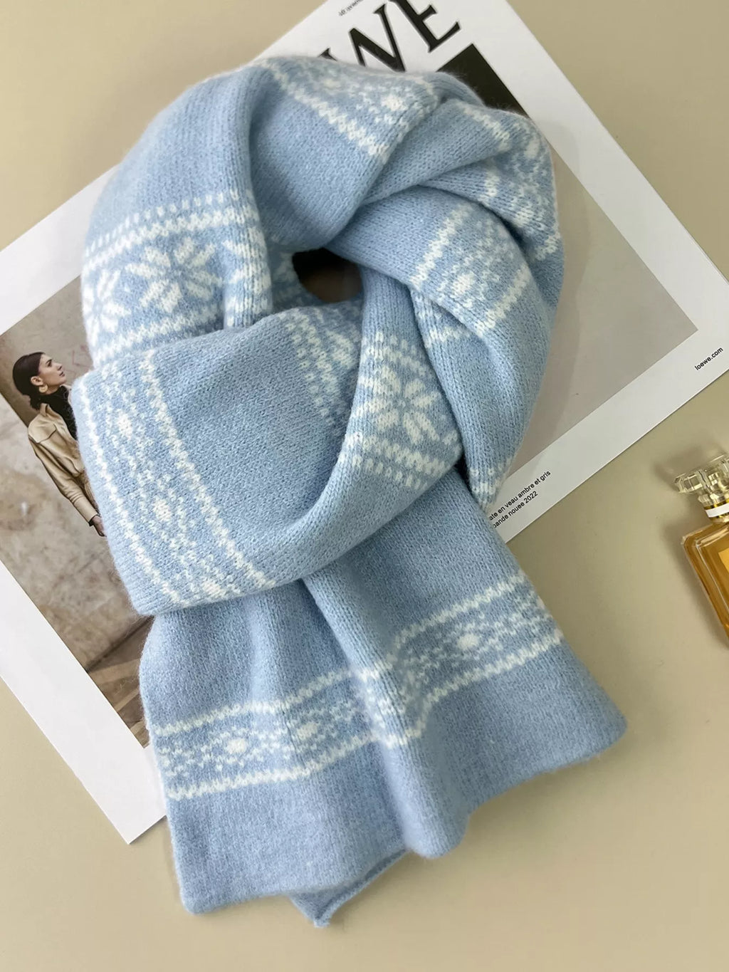 Snowflake Knitted Winter Scarf