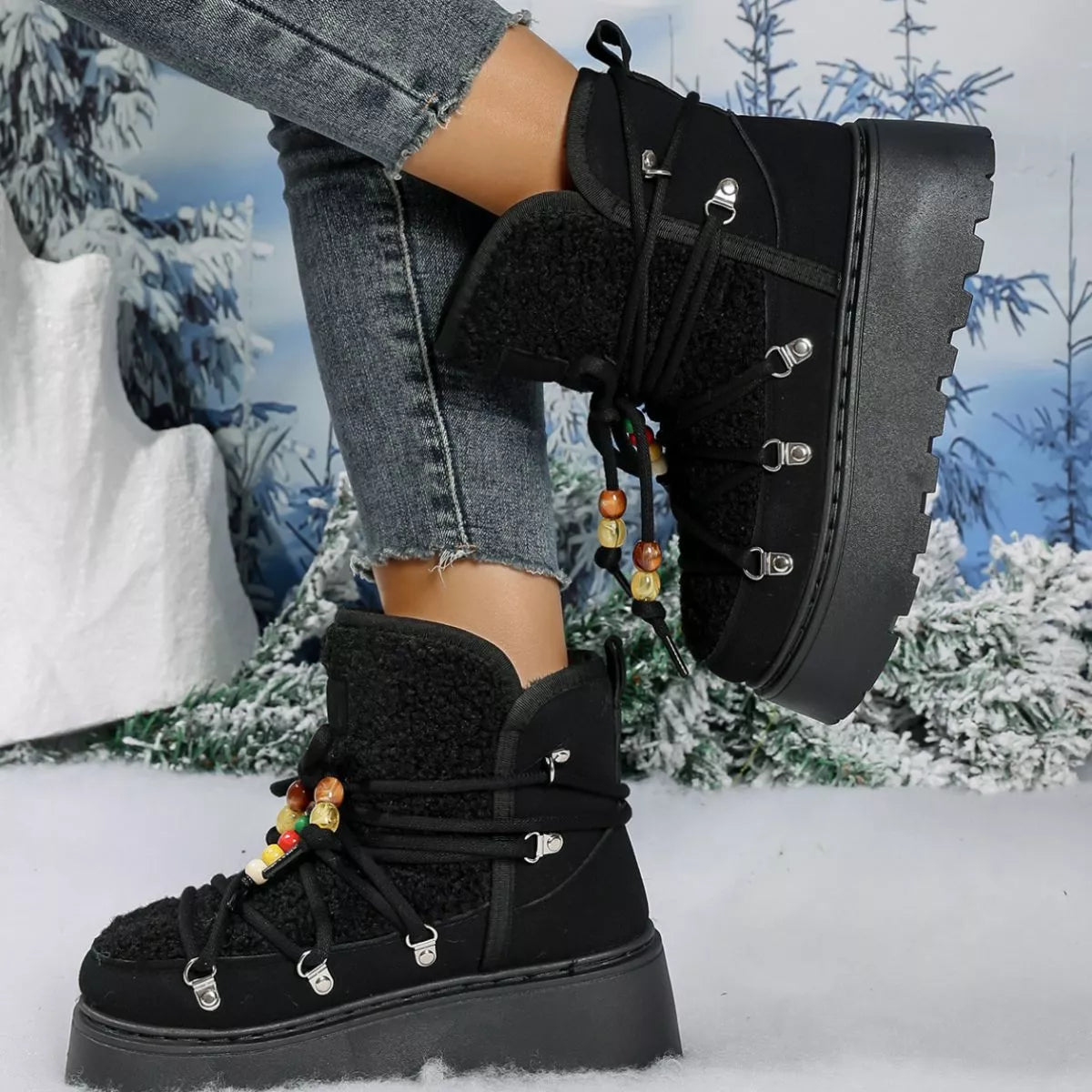 Lace Up Platform Winter Boots
