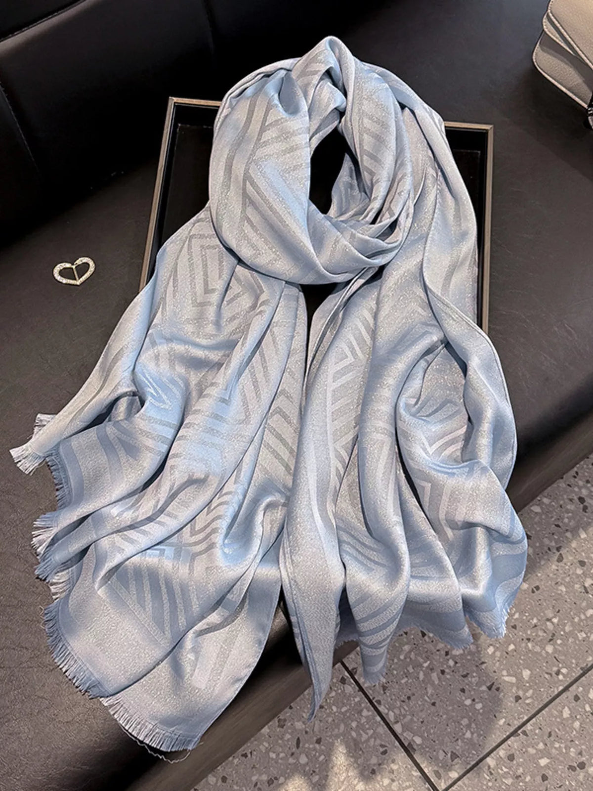 Raw Hem Lightweight Tonal Stripe Scarf