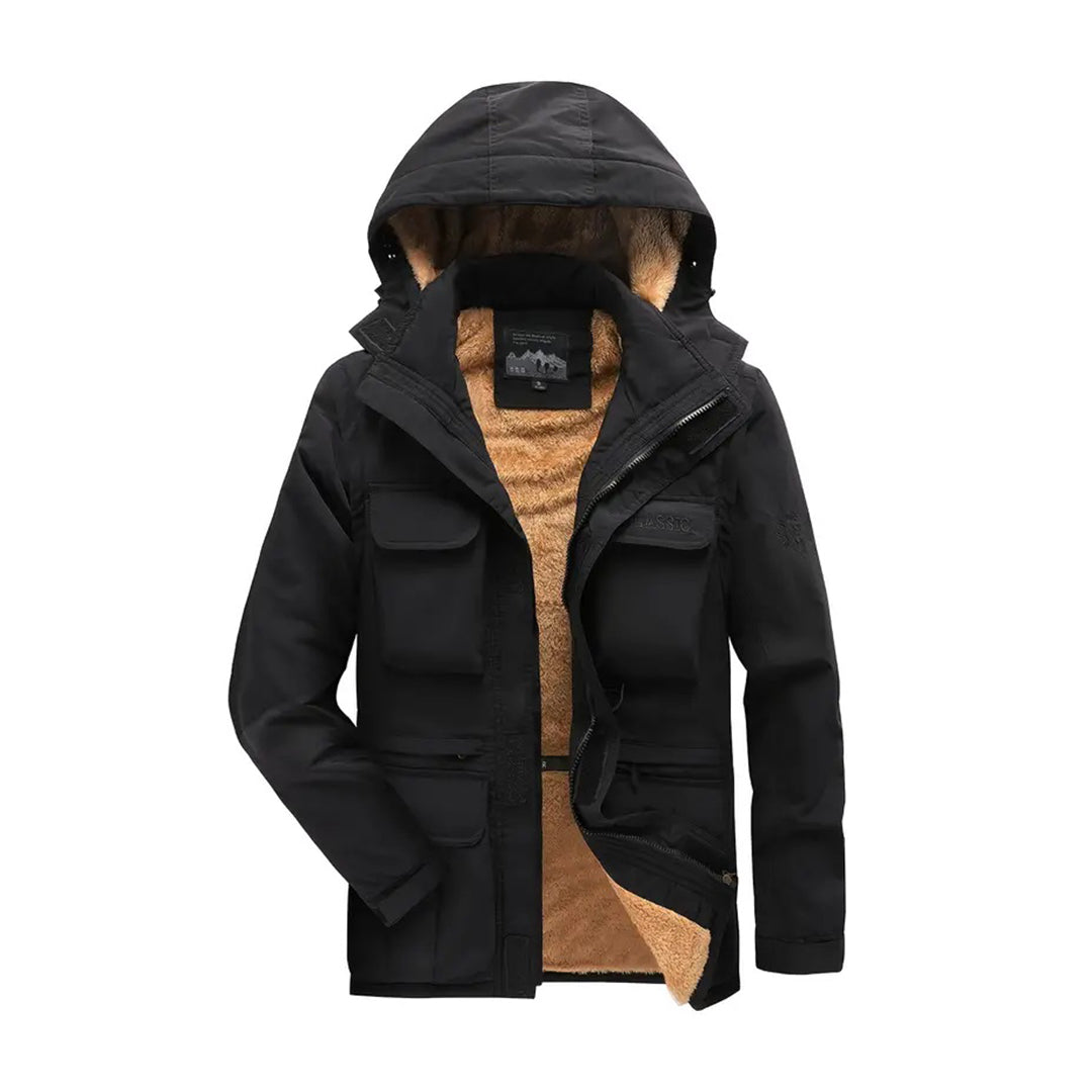 Waterproof Men's Parka Jacket with Removable Hood