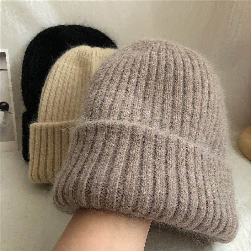 Cozy Rabbit Fur Knit Beanie - Warm Winter Hat