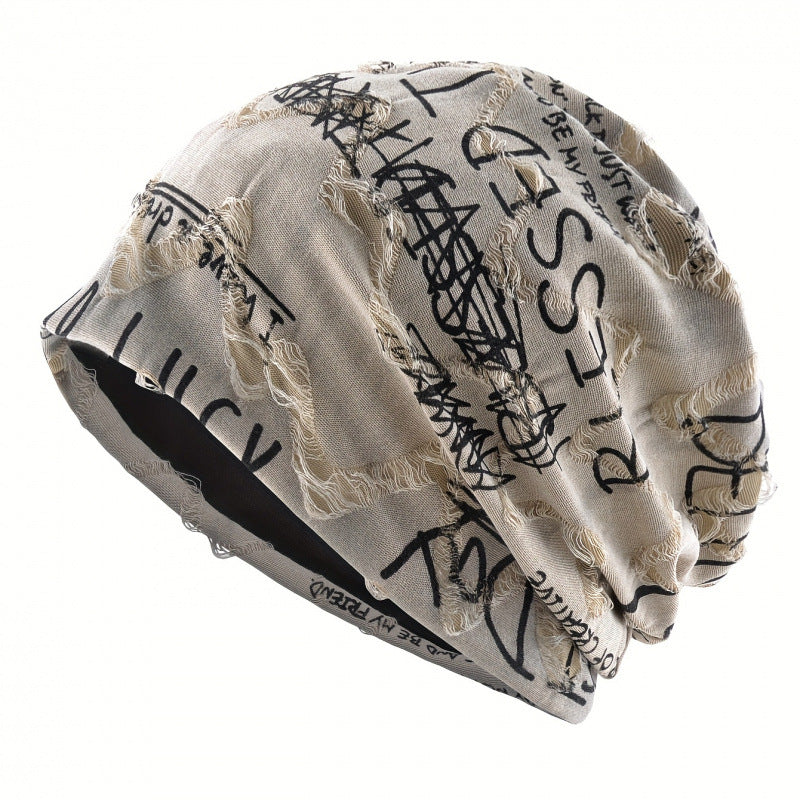 Letter Printed Slouchy Beanie - Unisex Thin Outdoor Sports Headwrap - Spring Autumn Casual Knitted Hat