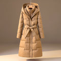 Warm Quilted Puffer Jacket with Belted Front