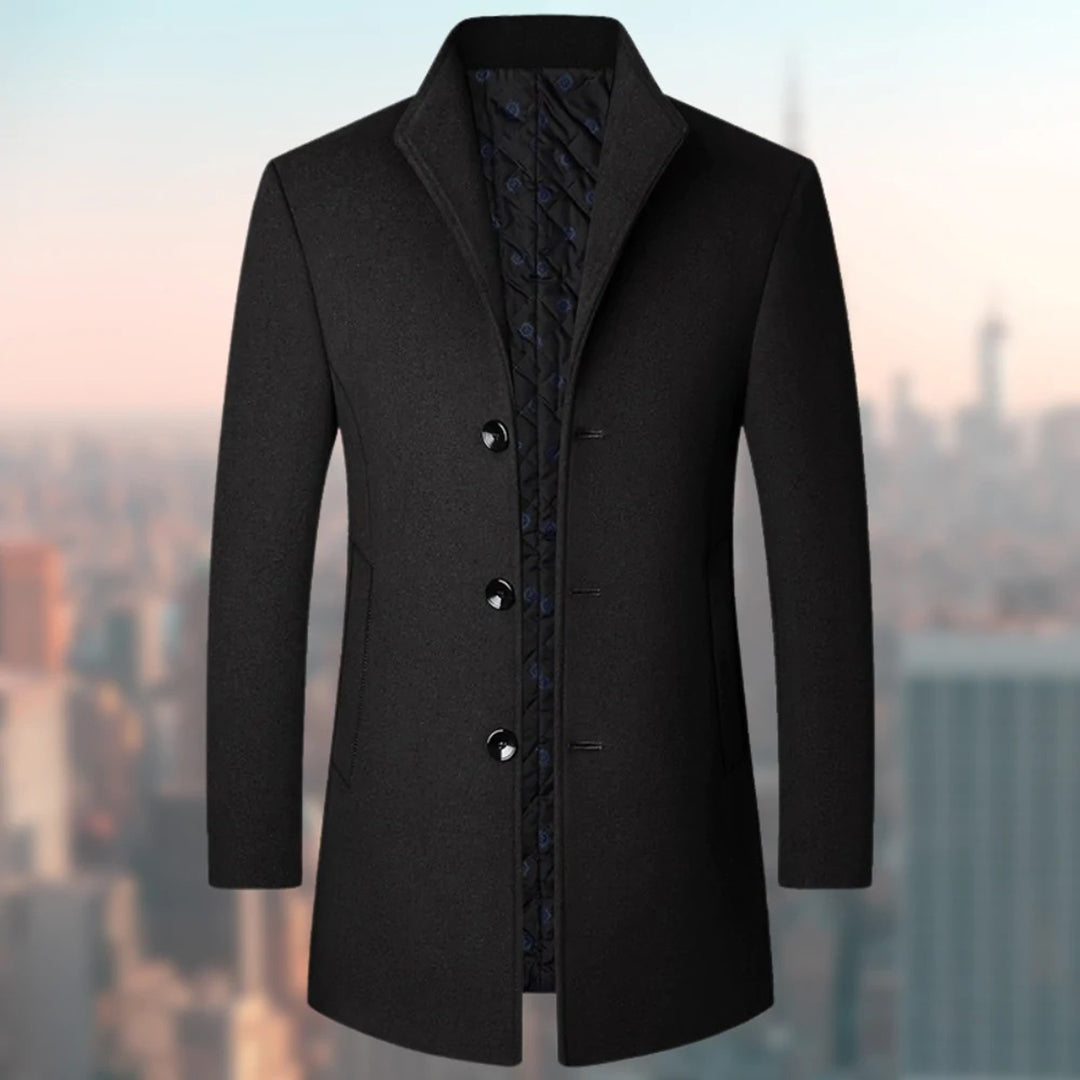 Warm Quilted Classic Fit Wool Coat