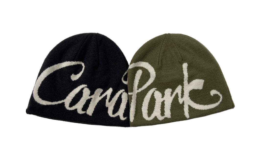 Pandaize Reversible Knit Beanie – Unisex Letter Jacquard Winter Hat, Hip-Hop Skateboard Style, Warm & Soft Cap with Ear Protection