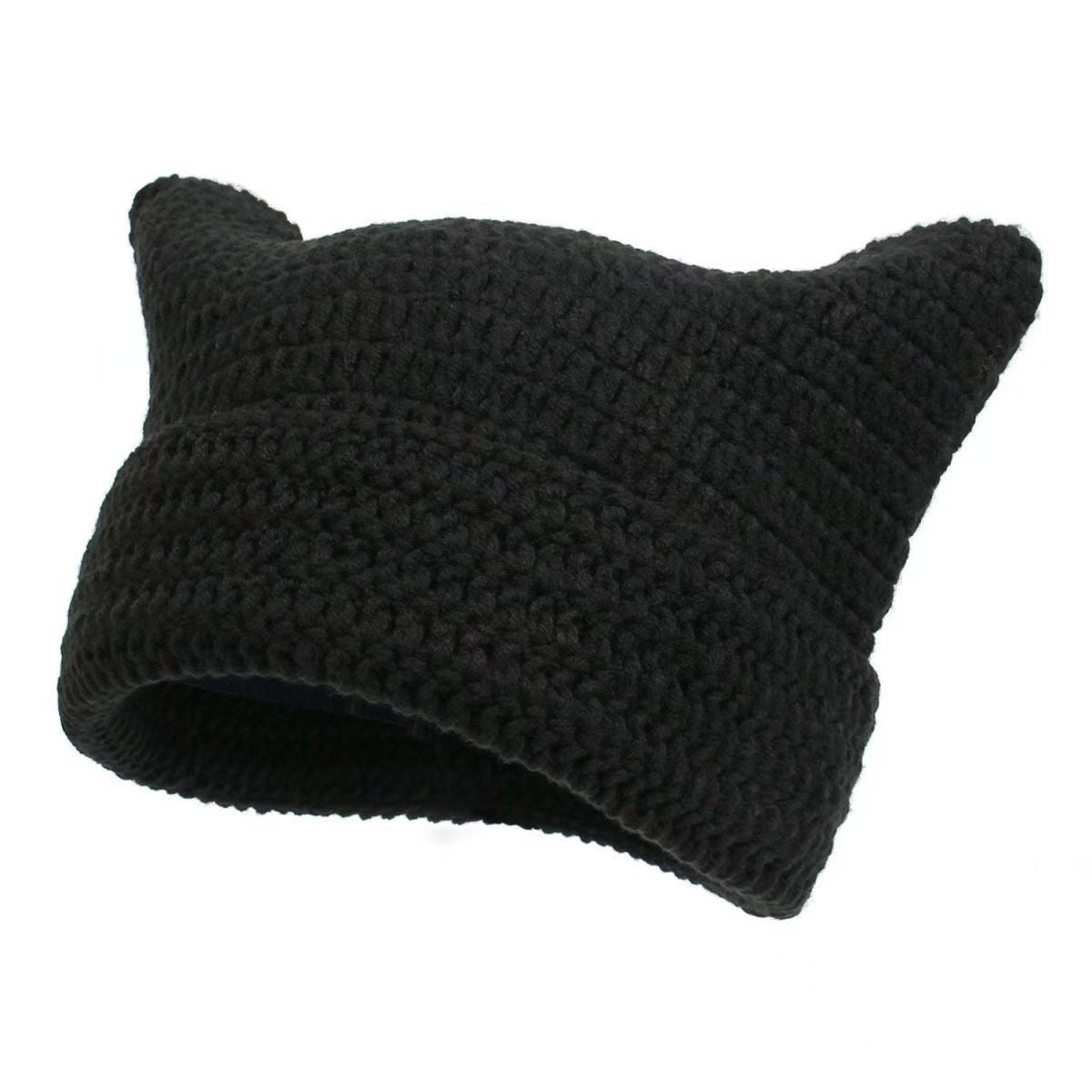 Hand-Knitted Striped Beanie - Colorblock Cotton Acrylic Blend Winter Hat - Stretchy Unisex Stocking Cap