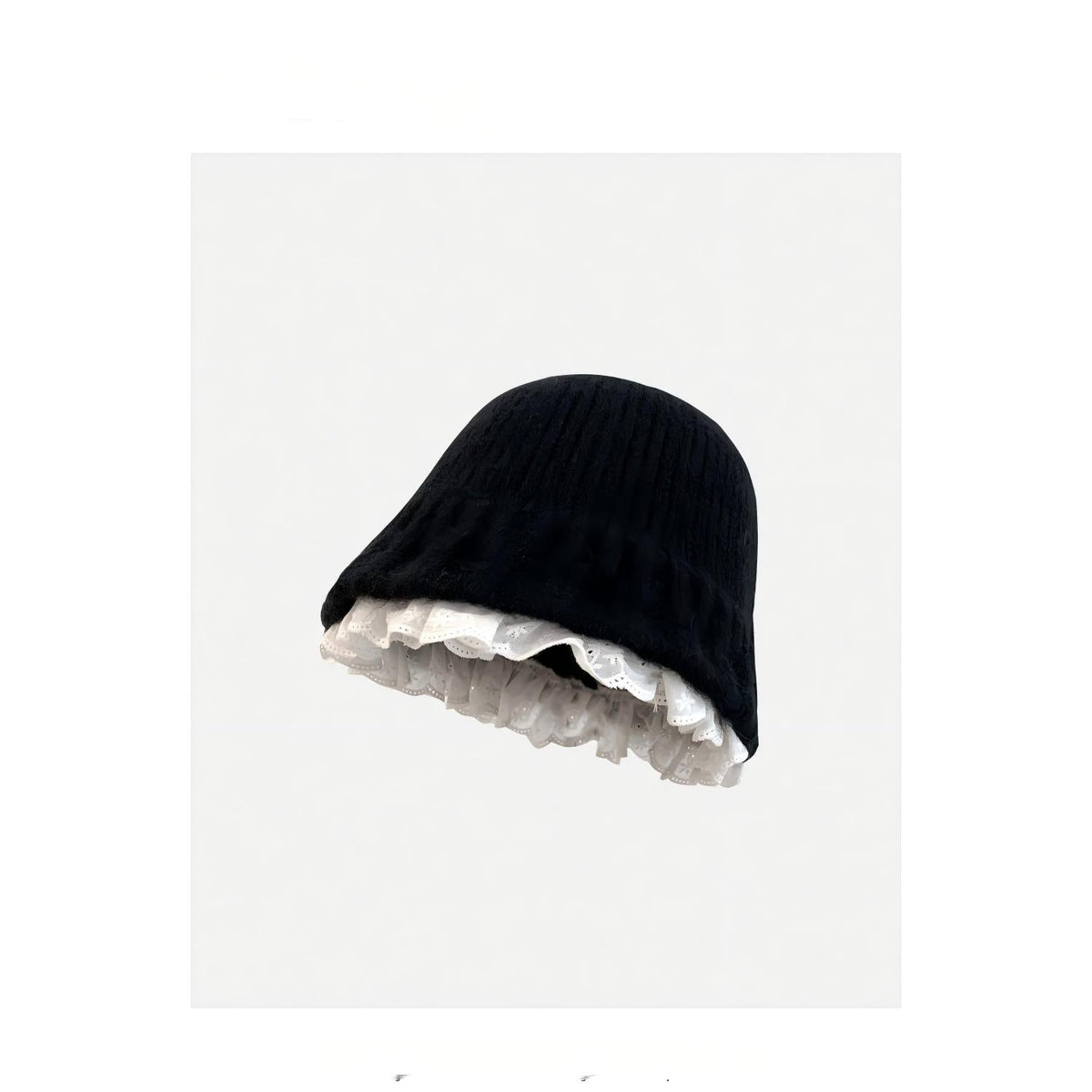 Bohemian Lace Trim Knitted Fisherman Hat - Women's Autumn Winter Warm Slouchy Beanie with Embroidery