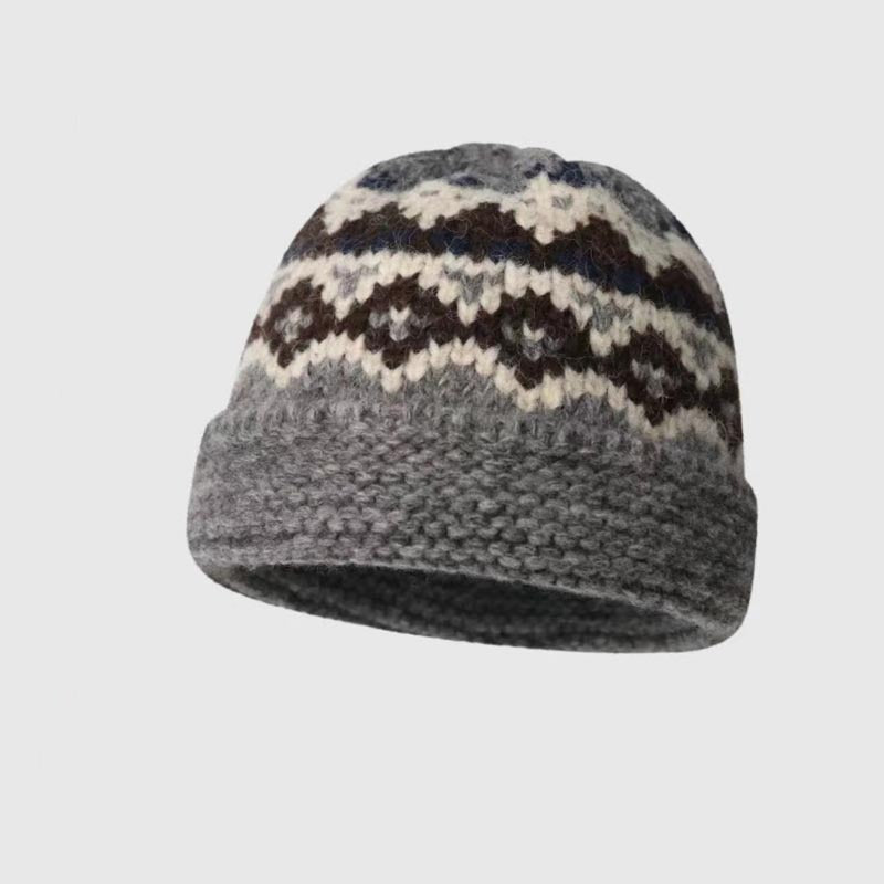 Fisherman Beanie Winter Knitted Cap - Thermal Acrylic Cotton Blend Outdoor Ski Hat for Cycling Hiking