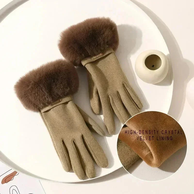 Warm Faux Fur Lined Women's Winter Gloves