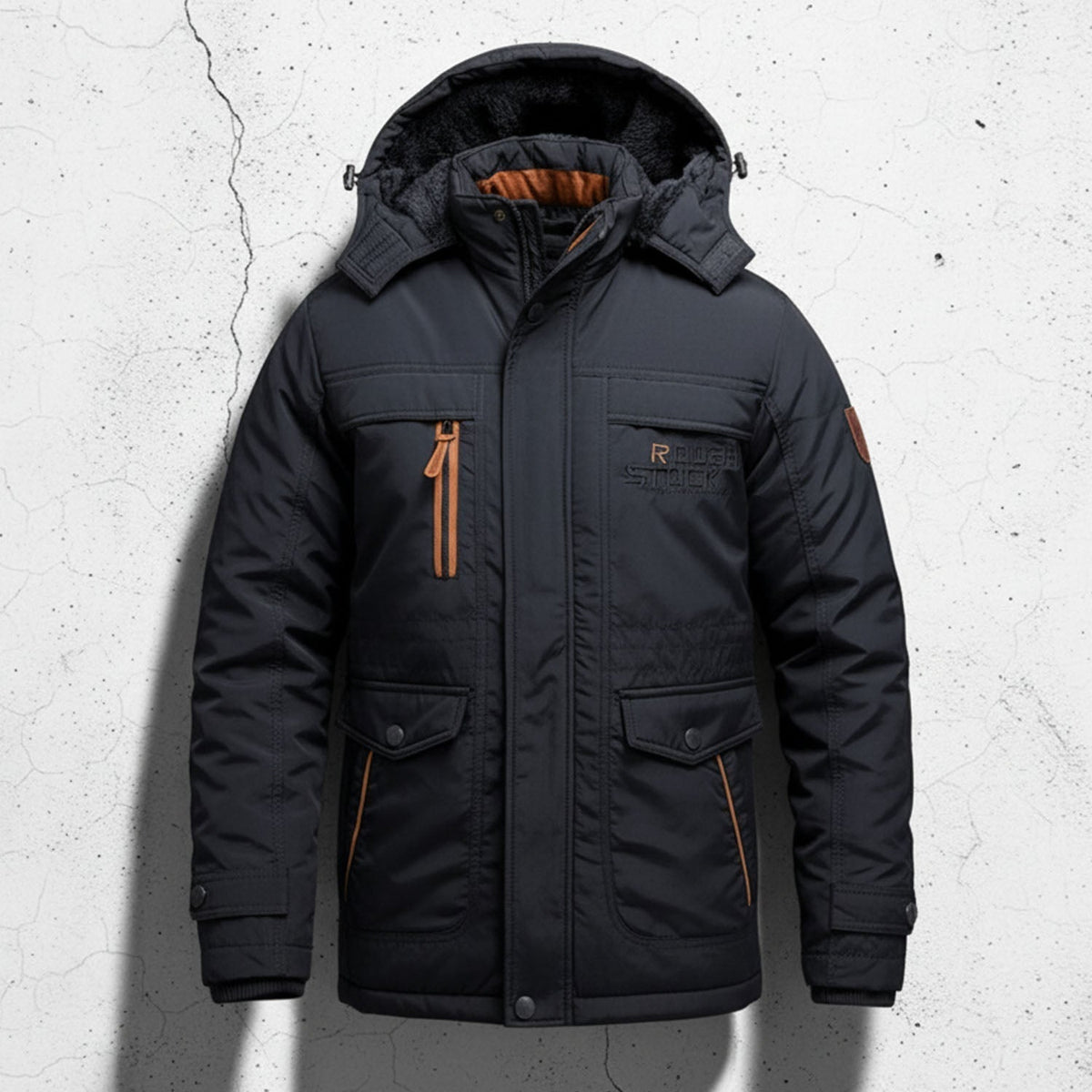 Warm Hooded Parka Coat with Cargo Pockets
