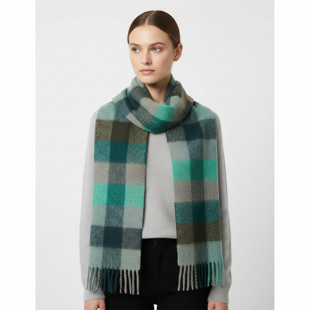Cozy Plaid Fuzzy Winter Scarf