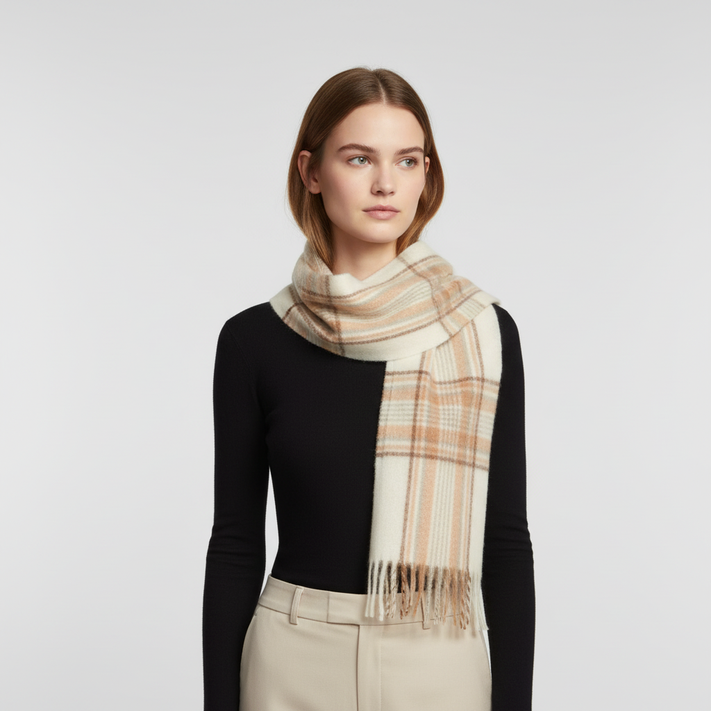Cozy Plaid Fuzzy Winter Scarf