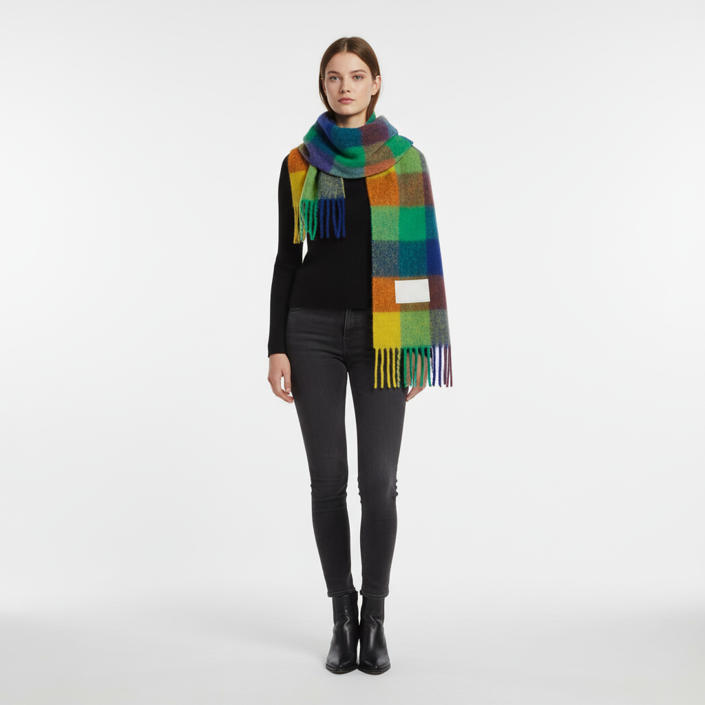 Cozy Plaid Fuzzy Winter Scarf