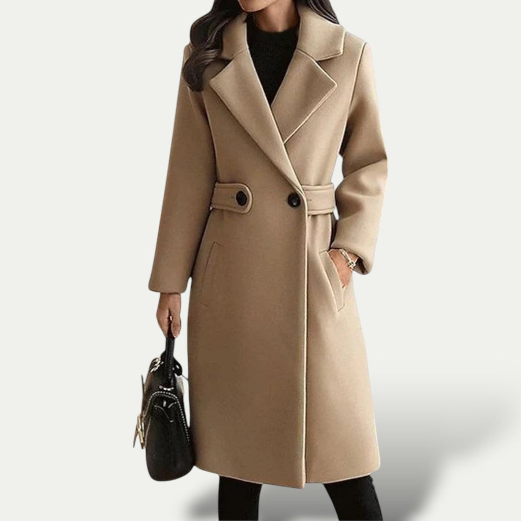 Stylish Long Winter Coat for Women with Oversized Collar