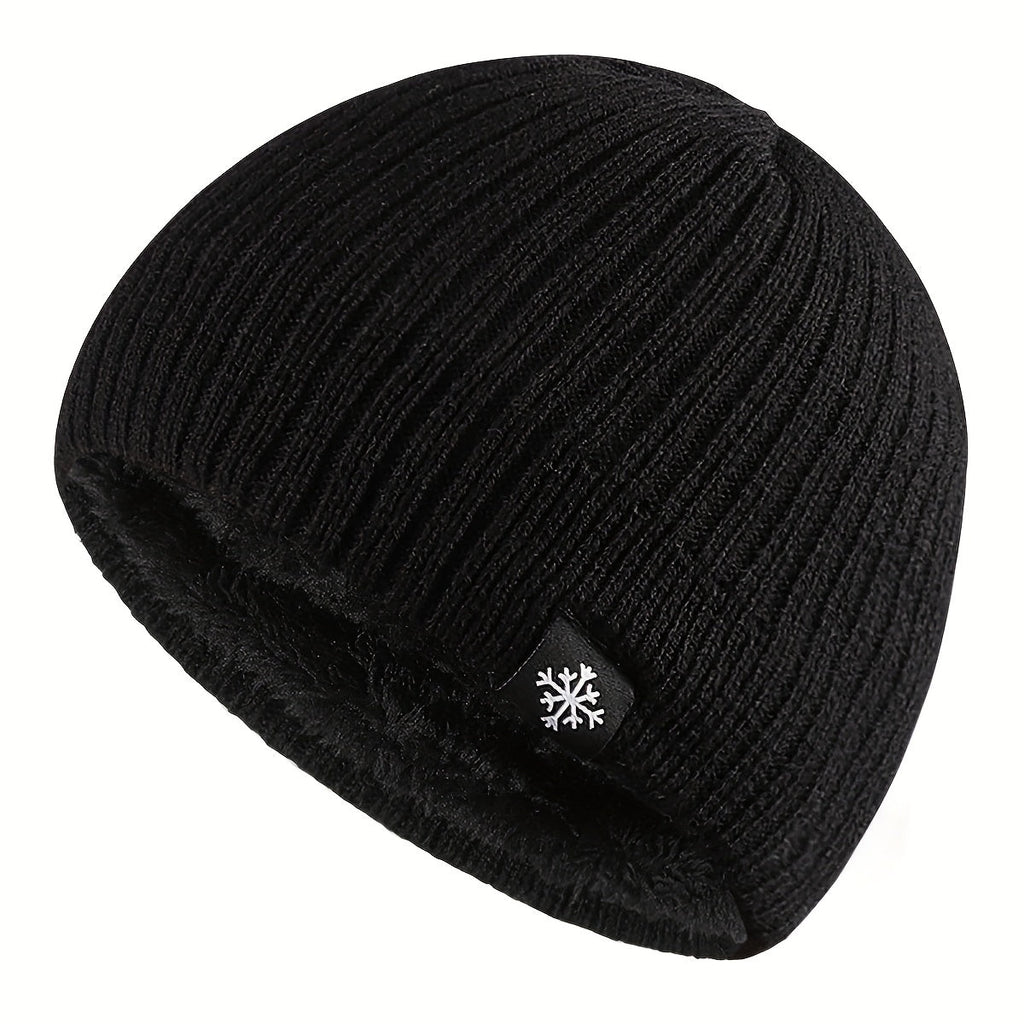 "Pandaize Snowflake Patched Winter Knit Hat: Fleece-lined Windproof Thermal Beanie"