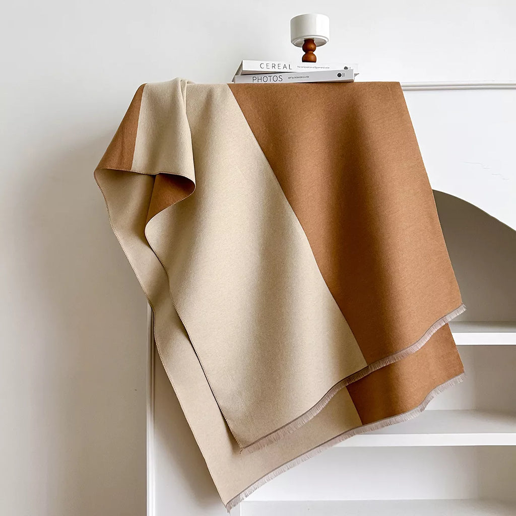 Two Tone Raw Hem Scarf