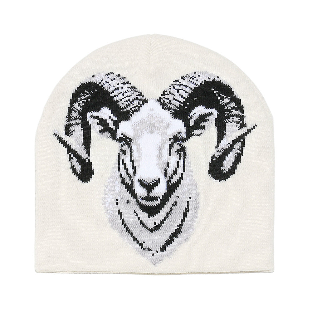 Cozy Sheep Face Knit Beanie - Warm Earflap Hat
