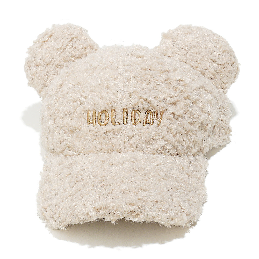 Cute Bear Ear Fleece Baseball Cap - Winter Warmth